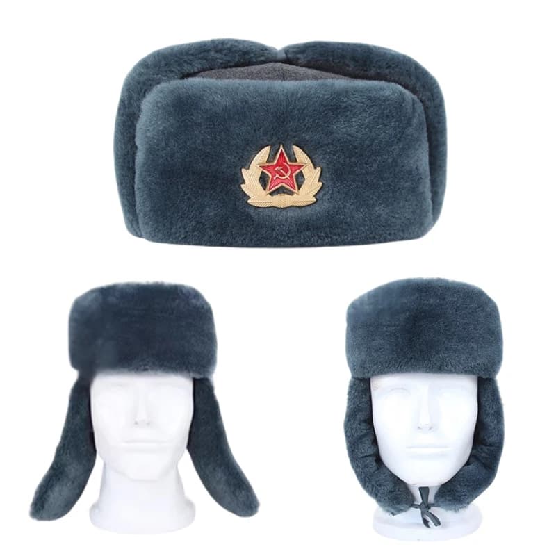 Ushanka russe hiver pêche chasse ouverture tactique oreillettes fourrure étoile rouge