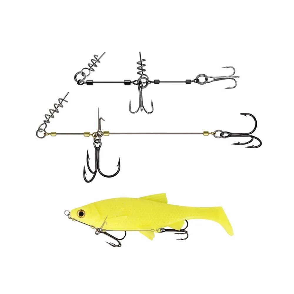 Waterboy Fish Screw Rig Kit - Double Hameçons Triples avec Stingers pour Leurres Souples et Shads