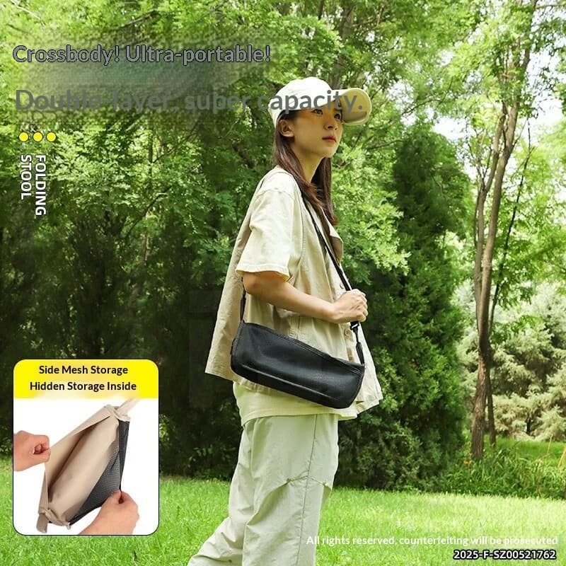 Chaise pliante de camping en bandoulière avec rangement pour randonnée, pique-nique et pêche