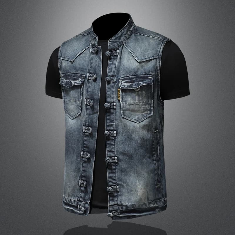 Veste denim pêche homme tendance 2025 - Veste casual à boucles pour pêcheurs stylés