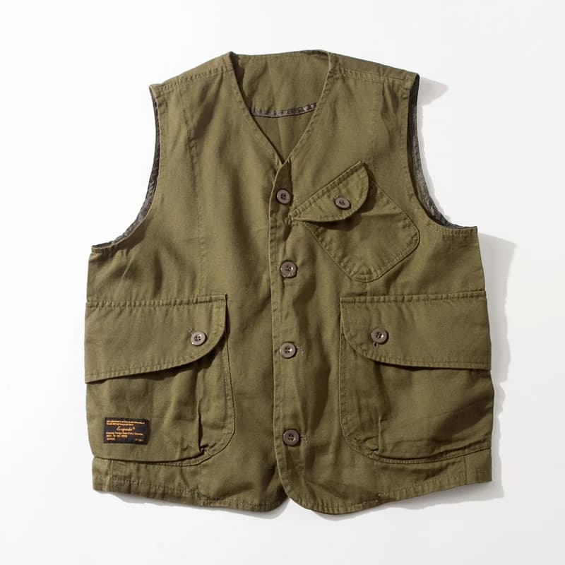 Gilet de pêche safari cargo léger japonais - Veste de voyage tirage avec poches pour homme style workwear
