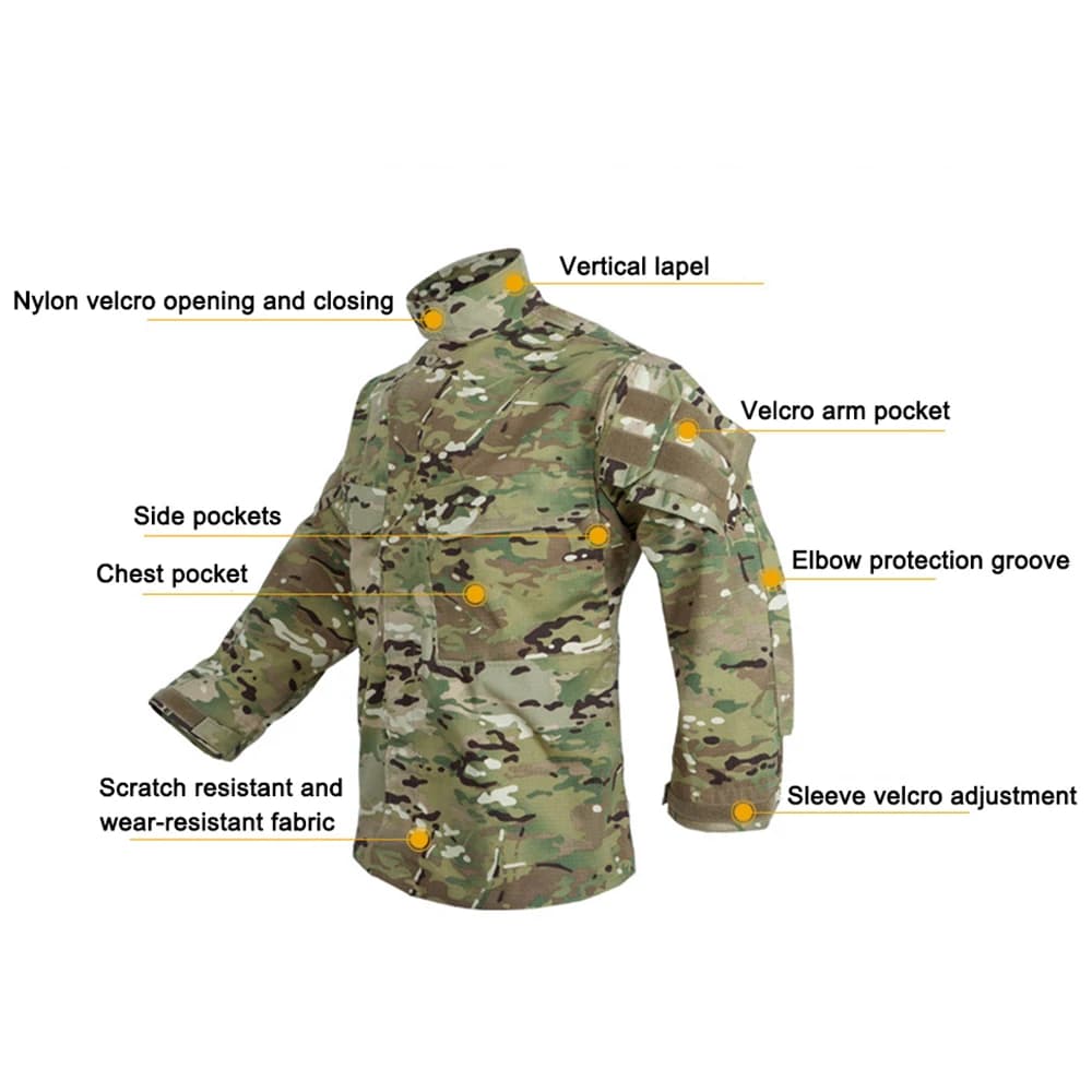 Veste camouflage combat tactique homme - Uniforme pêche extérieure manches longues coupe-vent