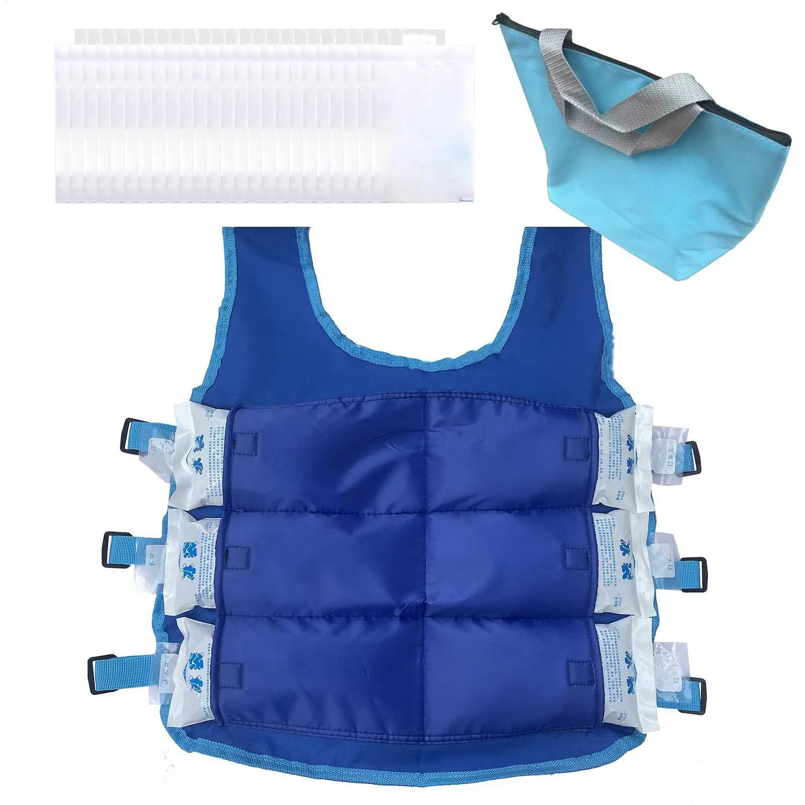 Veste Rafraîchissante Été avec Packs de Glace - Gilet de Sécurité Anti-Chaleur Réglable pour la Pêche