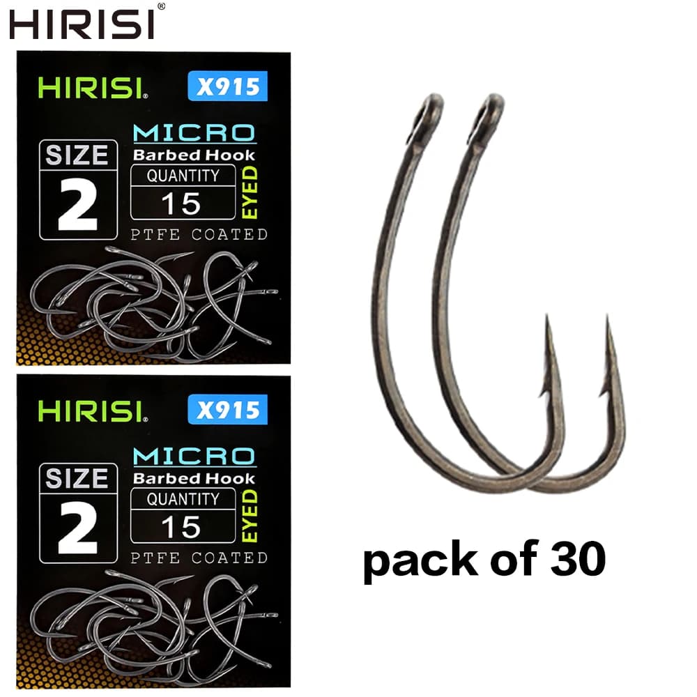 Hirisi 30x hameçons carpe micro-barbelés PTFE revêtus acier haute teneur en carbone accessoires pêche