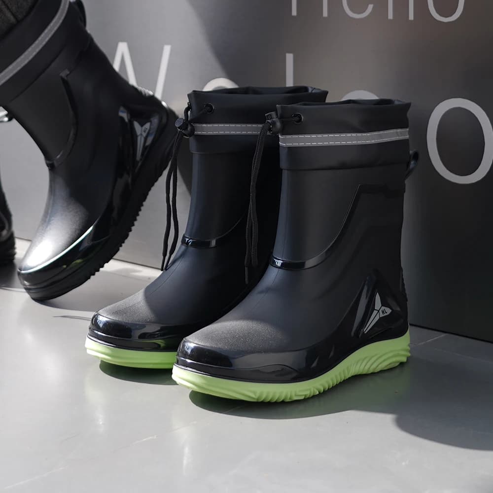 Bottes de pluie homme style britannique anti-dérapantes chaudes pour automne-hiver étanches
