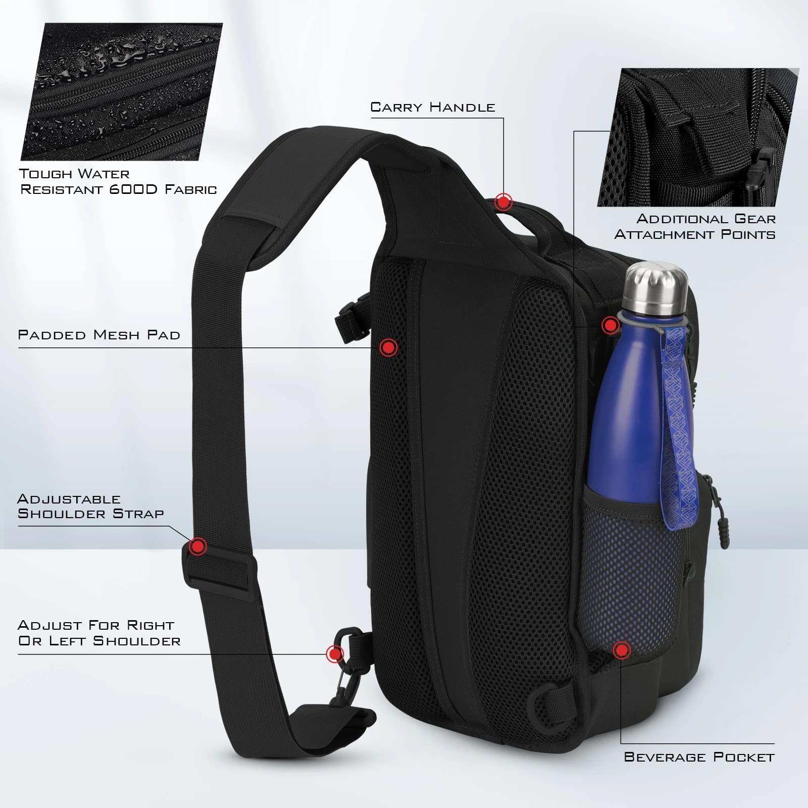 Sac bandoulière tactique KastKing BlowBak - sac de pêche léger pour équipement extérieur et accessoires