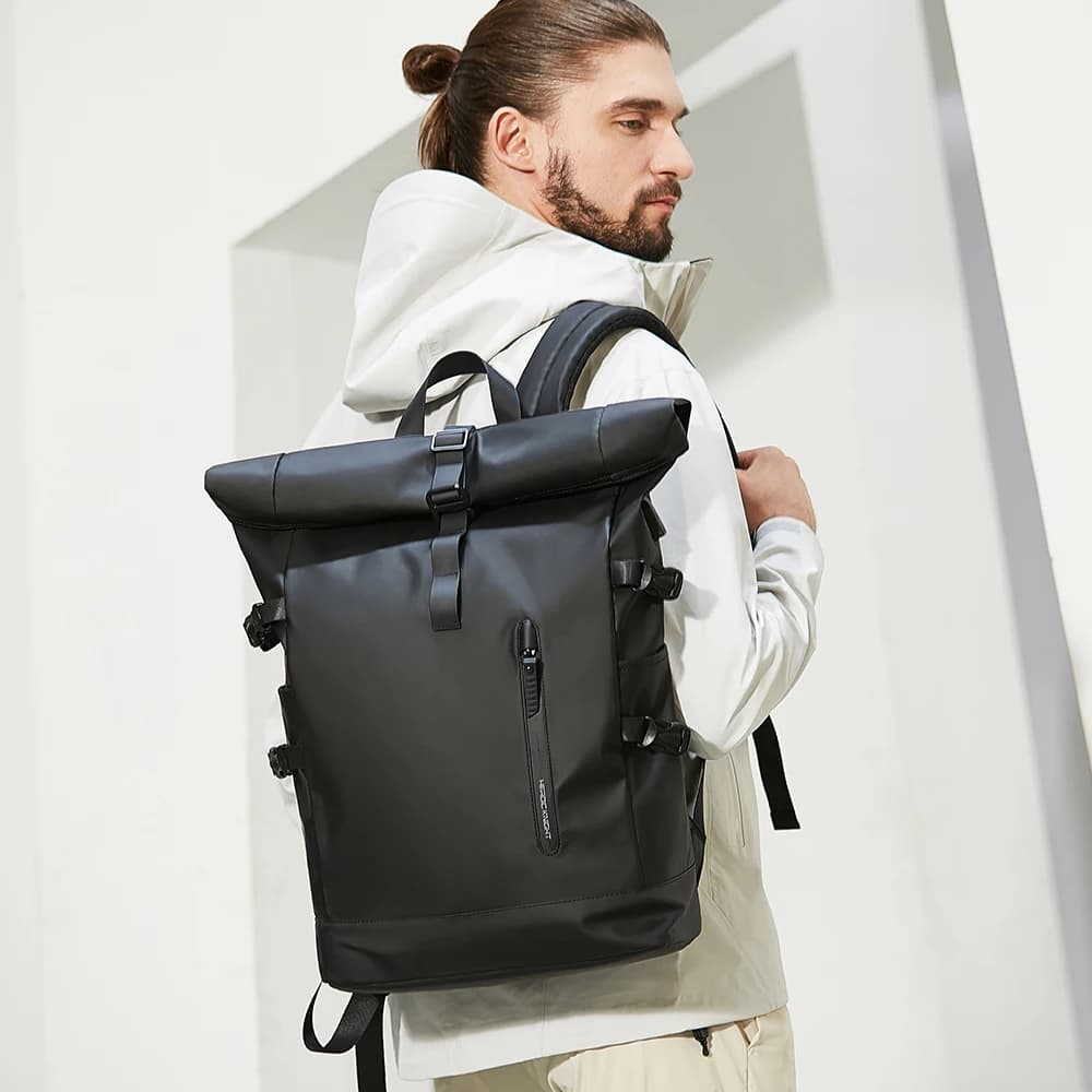 Sac à dos de voyage extensible HK - Grand sac étanche avec port USB pour ordinateur 15,6 pouces