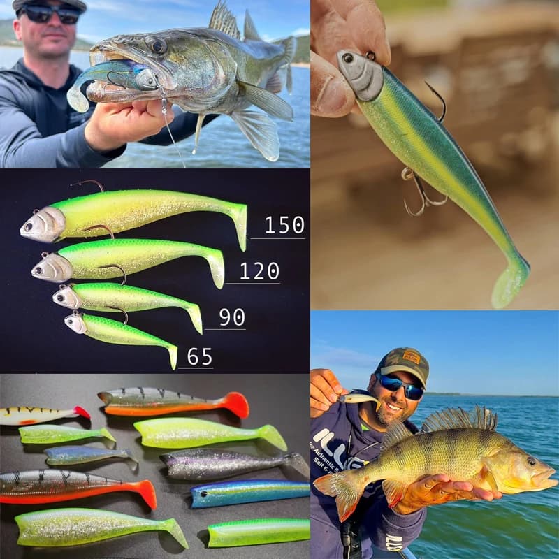 NITRO SHAD 65-150mm - Leurre souple nageur tête plombée pour bar, brochet et sandre