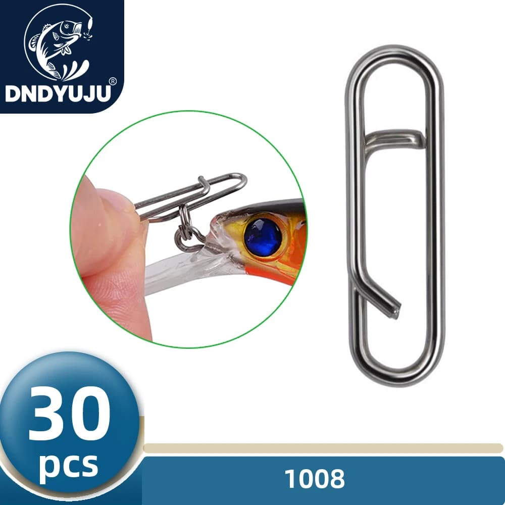 30 clips pêche à verrouillage rapide en acier inoxydable DNDYUJU pour leurres et connecteurs de pêche