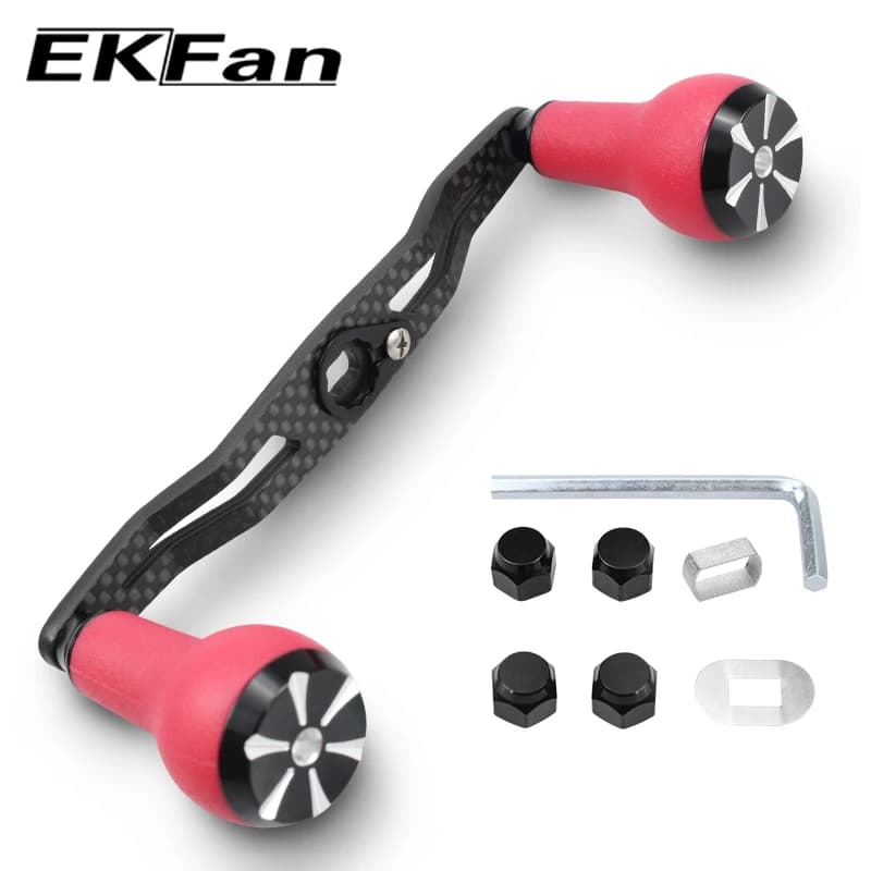 Poignée carbone de pêche Ekfan 130mm pour moulinet baitcast SHI et DAI, bouton TPE, trous 7x4 et 8x5mm