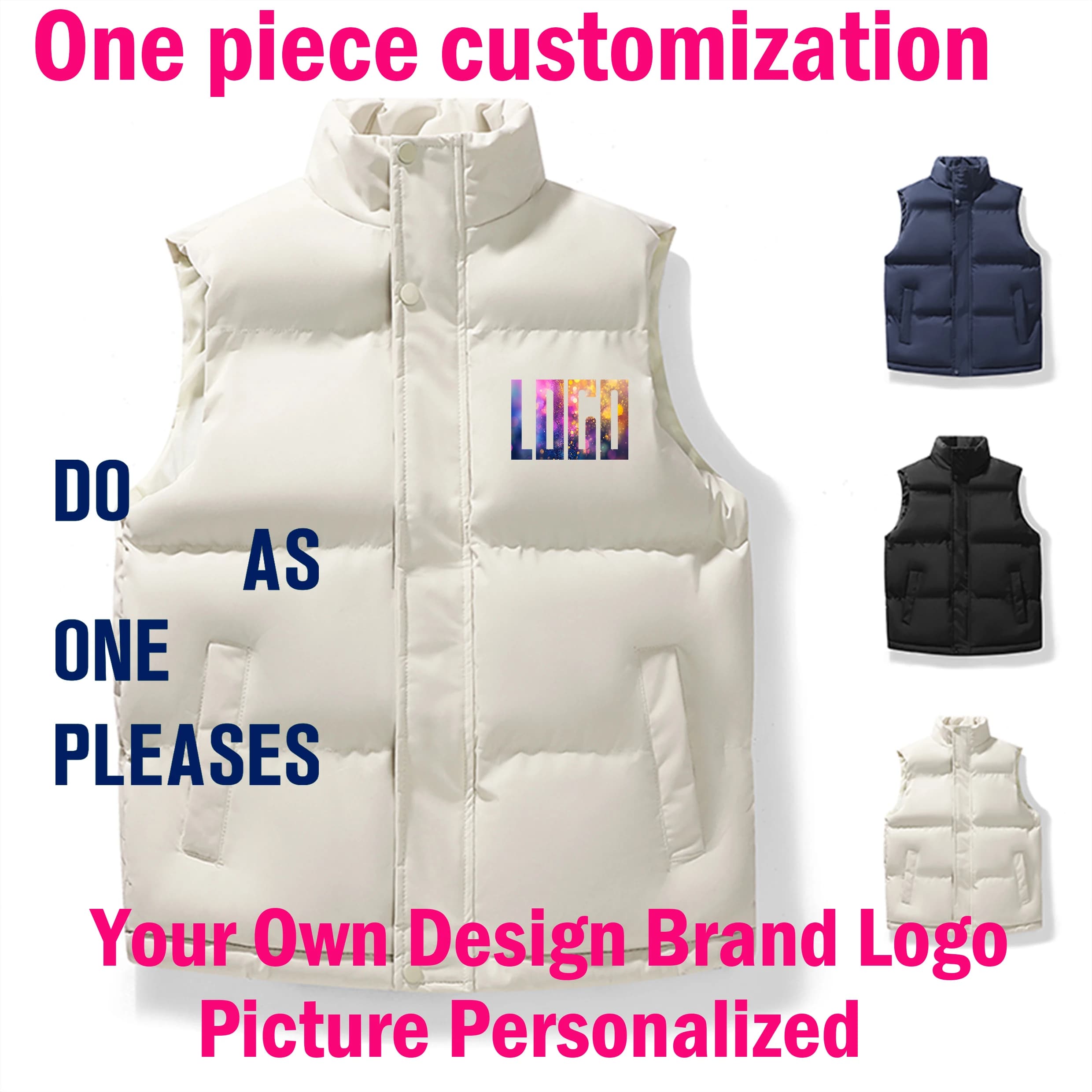 Veste sans manches légère doudoune homme personnalisable logo hiver zip poches manteau