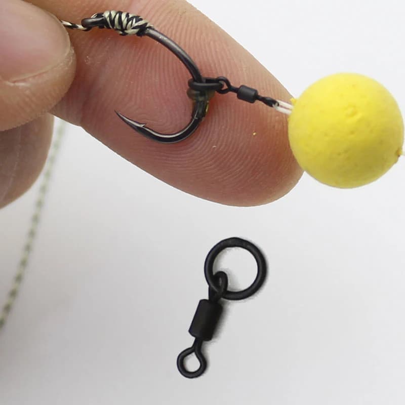 DNDYUJU 50 à 100 pièces émerillons pêche carpe noir mat, accessoires pour montage Chod Hair et Ronnie Rig