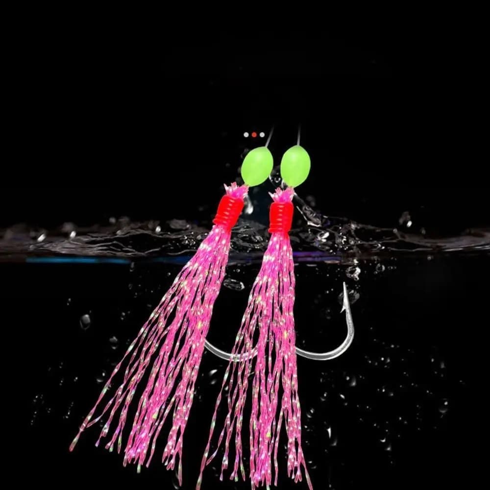 Leurres plume sabiki rigs pour maquereau morue bar pêche mer et eau douce noctiluques