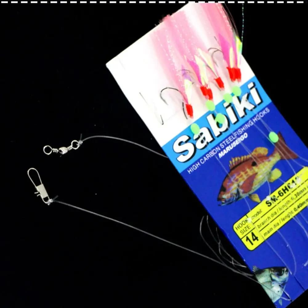 Hameçons Sabiki luminescents 6 pièces pour pêche en mer et eau douce avec appâts artificiels