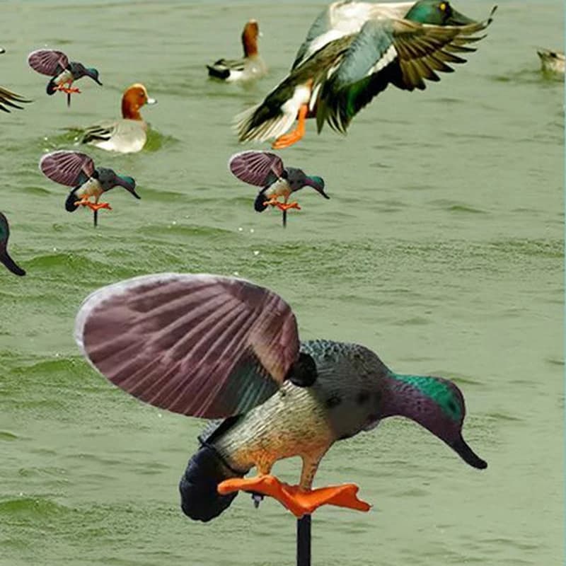 Leurre canard volant télécommandé électrique - Appât de chasse réaliste avec tête verte et ailes rotatives