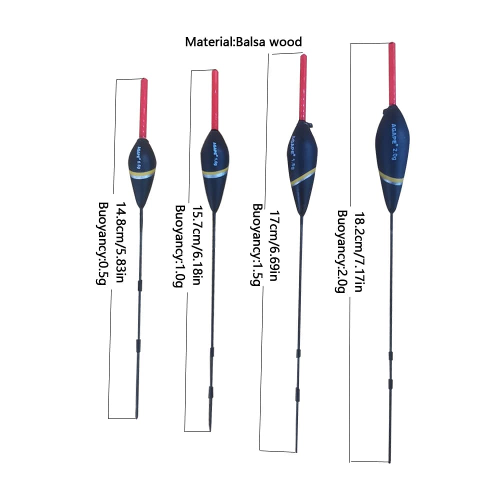 Lot de 10 flotteurs balsa pour pêche à la longue canne, flotteurs stick Agape 0.5g 1.0g