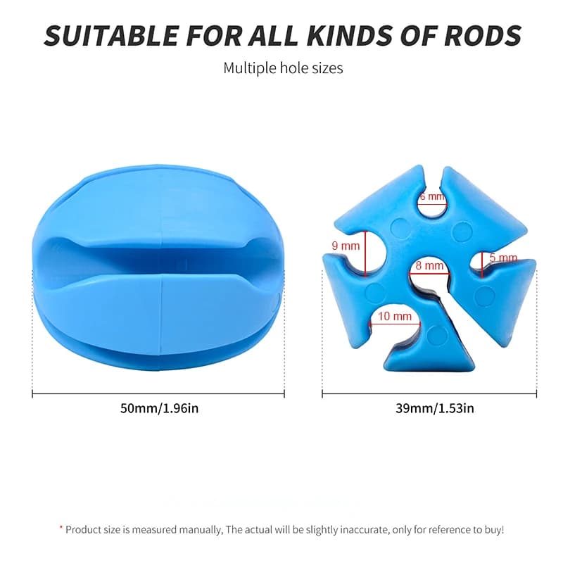 6 lanières porte-cannes en silicone léger, 5 trous pour rangement accessoires de pêche et organisation matériel