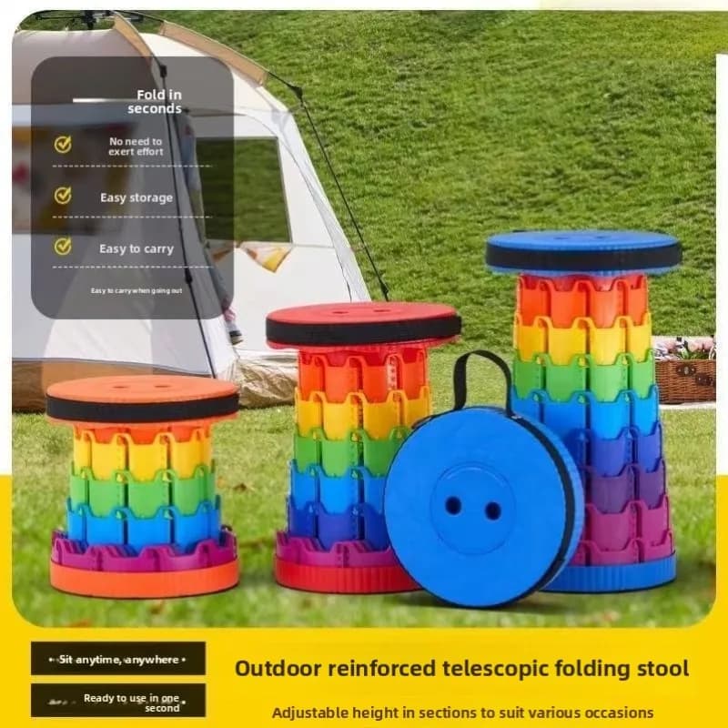 Tabouret pliant voyage portable réglable - Siège train queue rangement compact extérieur
