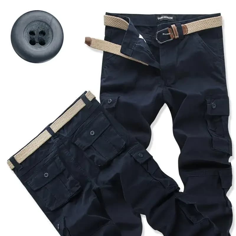 Pantalon cargo coupe droite ample multi-poches décontracté printemps automne pour hommes