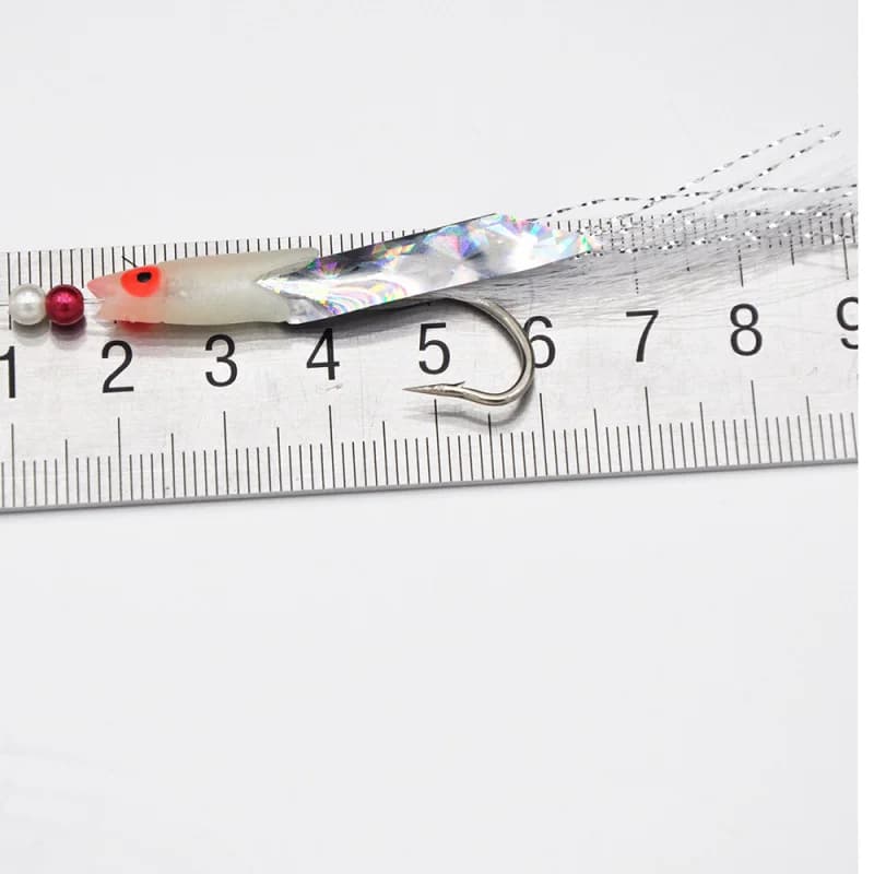 Leurre pêche multi-couleurs imitation poisson crevette - Appât silverskin avec hameçon barbelé cristal pour truite perche brochet