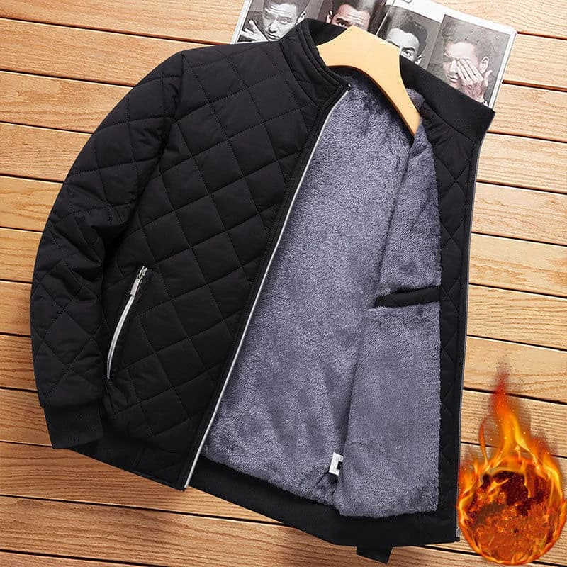 Bomber homme pêche doublé polaire motif diamant veste casual imperméable automne hiver