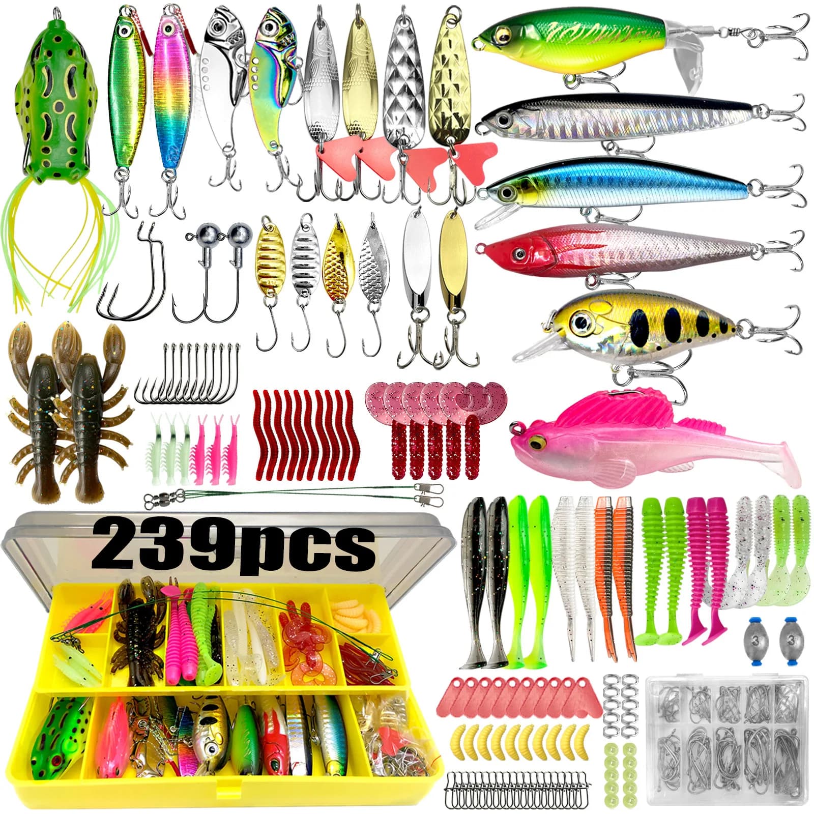 Kit de leurres de pêche 83 à 409 pièces pour truite, brochet et perche - Boîte