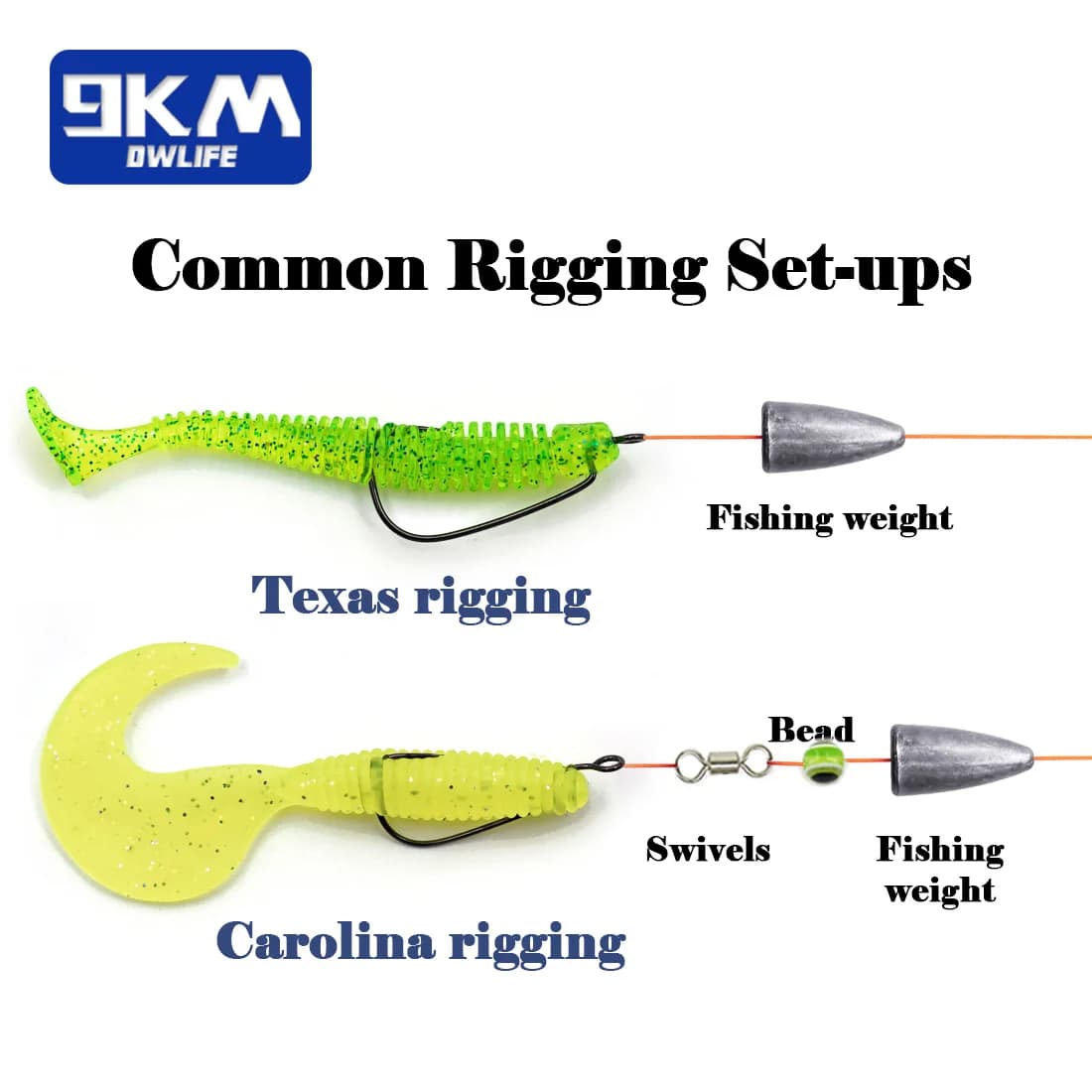 Hameçons EWG 9KM 50pcs pour montage Texas rig, pêche au leurre souple en eau douce et salée