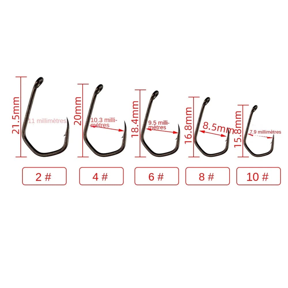 Hameçons carpe micro-barbés acier carbone PTFE 15 pièces Hirisi X919 pour pêche précise