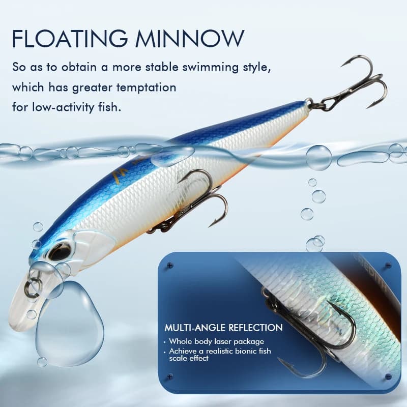 Leurre dur MRERDITH JERK MINNOW 100F flottant 14g pour pêche professionnelle - 24 couleurs disponibles