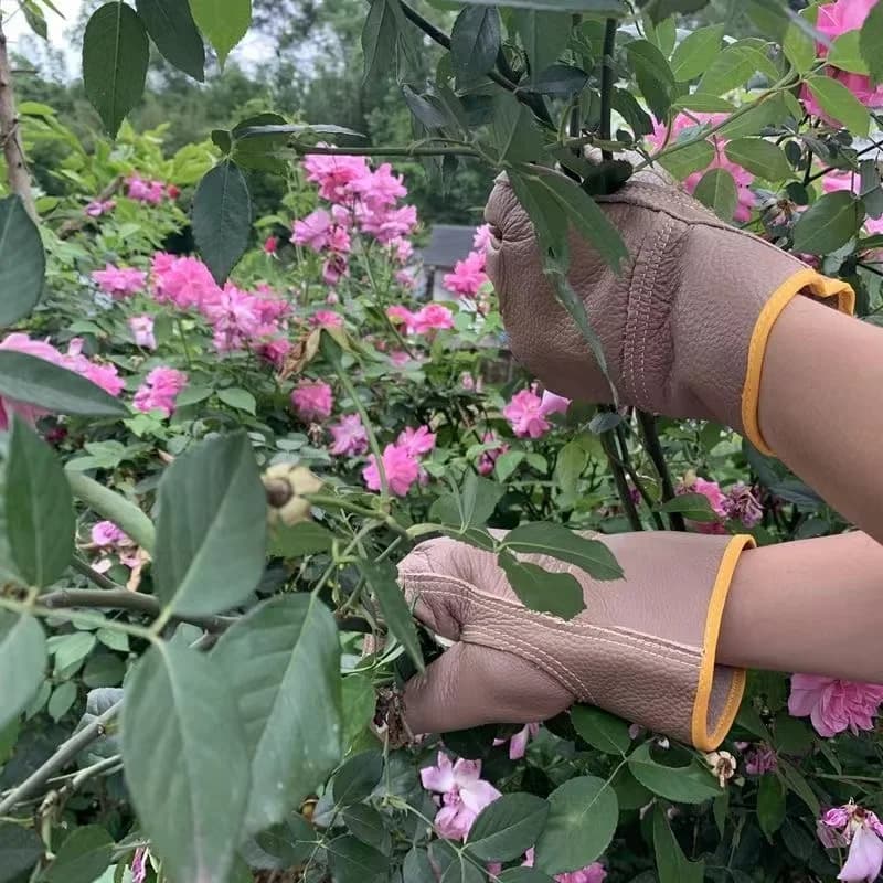 Gants de pêche professionnels cuir vachette imperméables résistants aux perforations jardinage