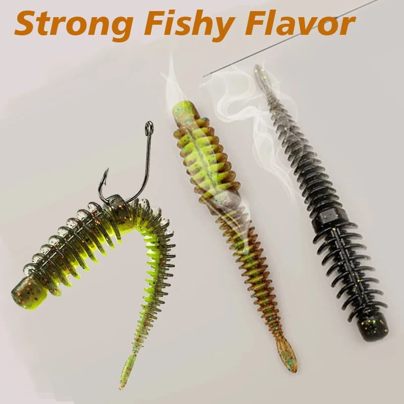 10 leurres souples TPE 6.5-8.5cm pour carp fishing - appâts aromatisés avec hameçons intégrés