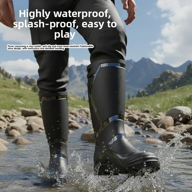 Bottes de pêche hautes homme noir classique grande taille 39-48 imperméables résistantes à la boue