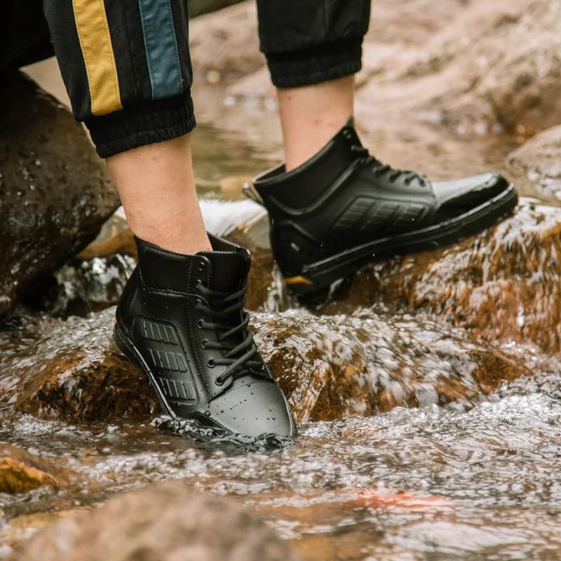Bottes de pluie homme cheville imperméables noires mode casual pêche tailles 39-44
