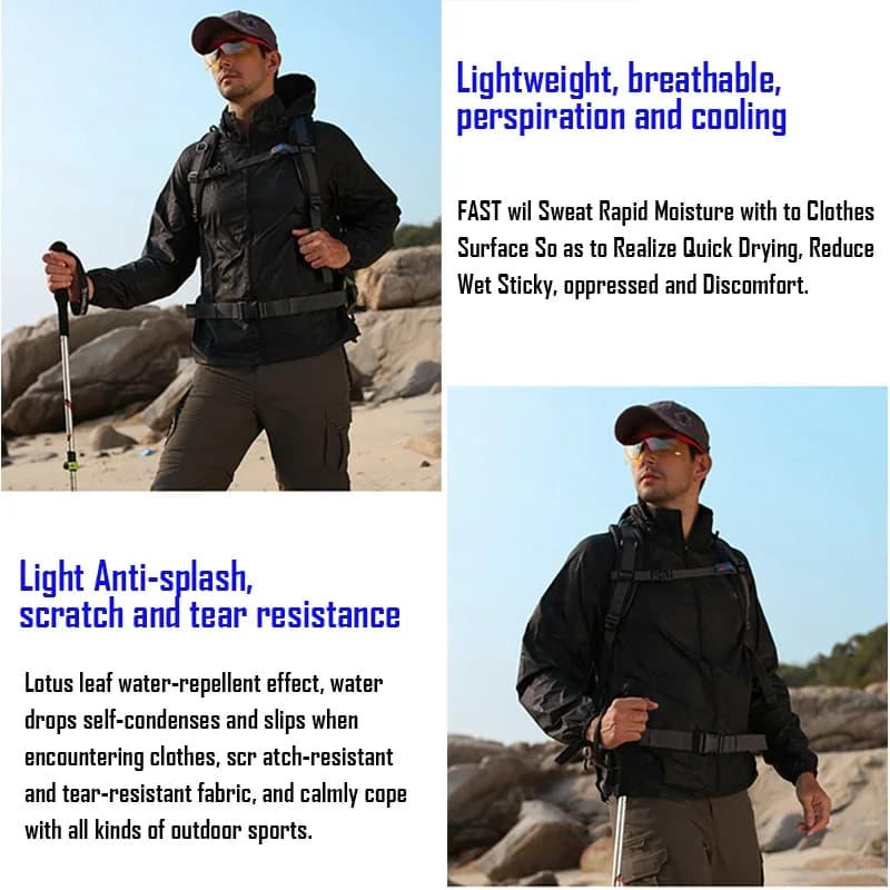 Veste de pluie unisexe pêche et camping - Protection UV et imperméable séchage rapide