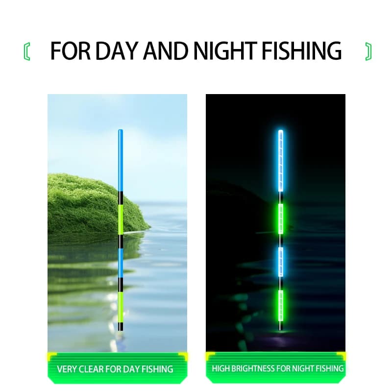Lot de 3 flotteurs de pêche nocturne électriques avec lumière bleu-vert HD, source fraîche sans éblouissement pour accessoires