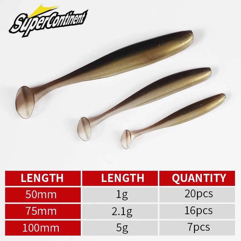 Leurre souple Supercontinent Shad Double Couleur - Appât silicone T Tail pour pêche carnassier
