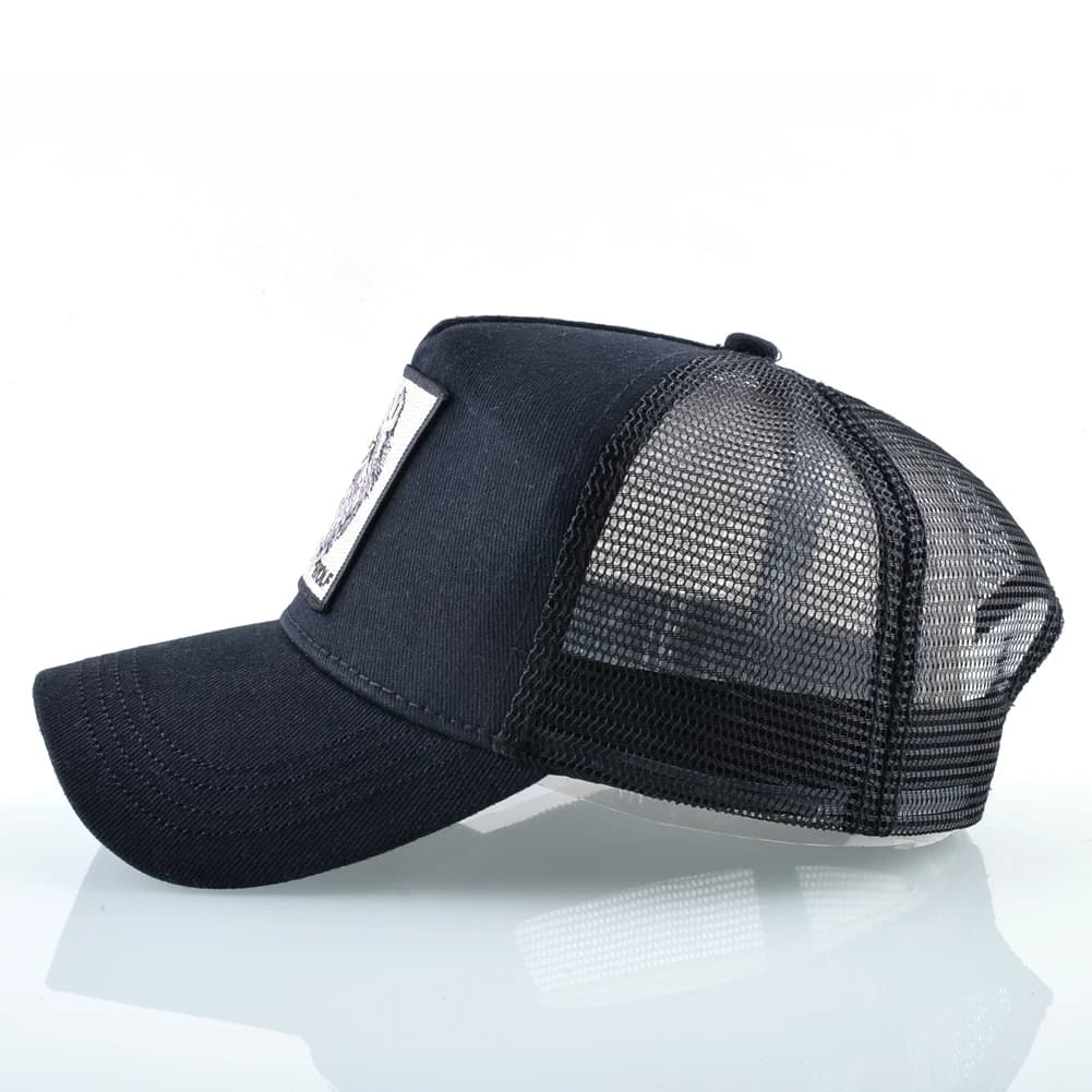 Casquette baseball loup brodé snapback pêche outdoor respirante visière unisexe fashion