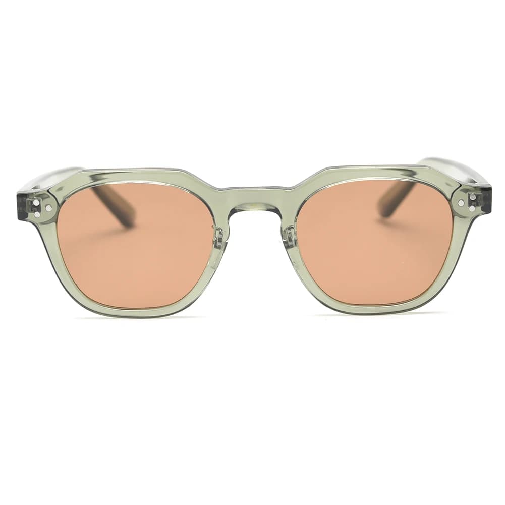 Lunettes style coréen rétro TR90 - Polygone polarisé UV400 vert marron pour pêche estivale