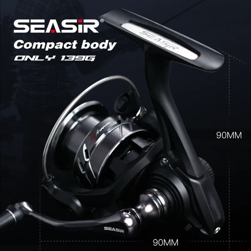 Moulinet Spinning SEASIR Ultraléger 139g Carbon Washers 6Kg Drag 5+1BB Ratio 5.4:1 pour Pêche Sportive