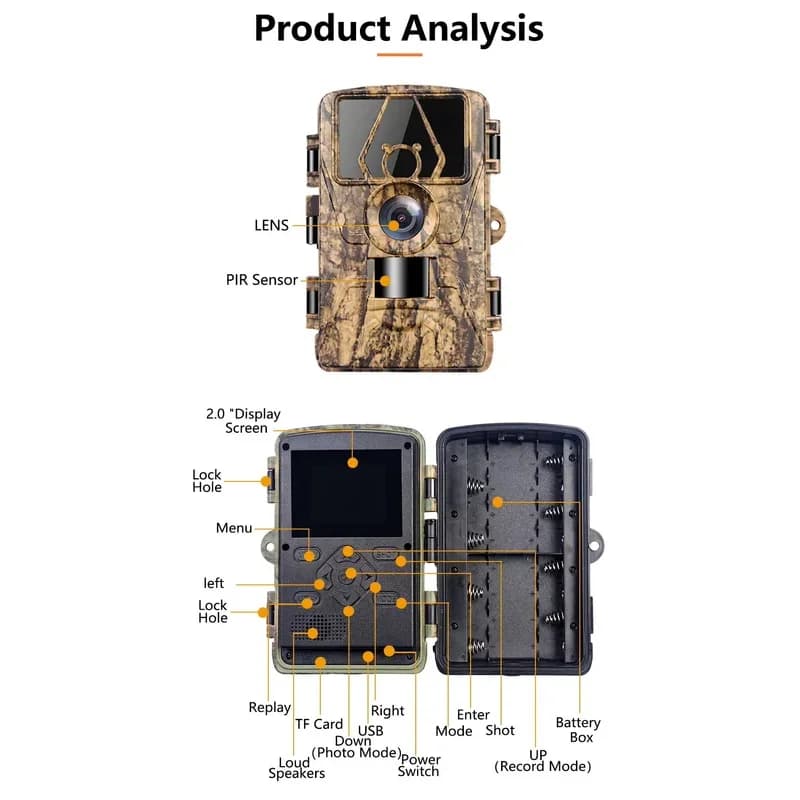 Caméra faune WiFi PR801W 8K vidéo 60MP - Détection de mouvement pour surveillance de ferme et chasse