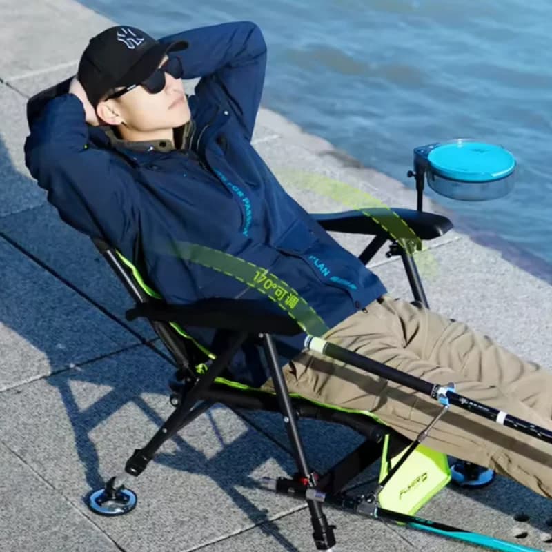 Chaise de pêche inclinable multifonction - Siège pliant portable style européen pour camping extérieur