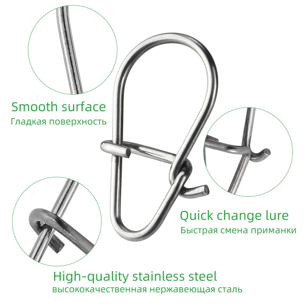 100 pièces snaps pêche acier 304 DNDYUJU émerillons roulants pour connecteurs leurres et accessoires