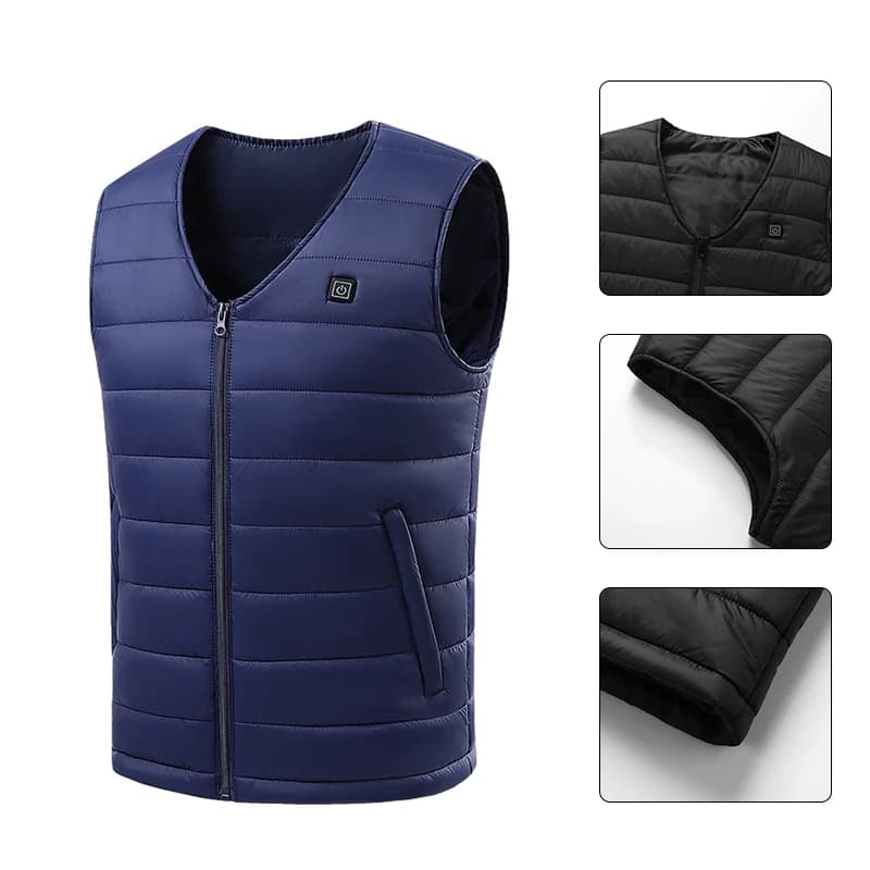 Gilet chauffant homme et femme 16 zones chauffantes hiver veste chauffage constant sans batterie