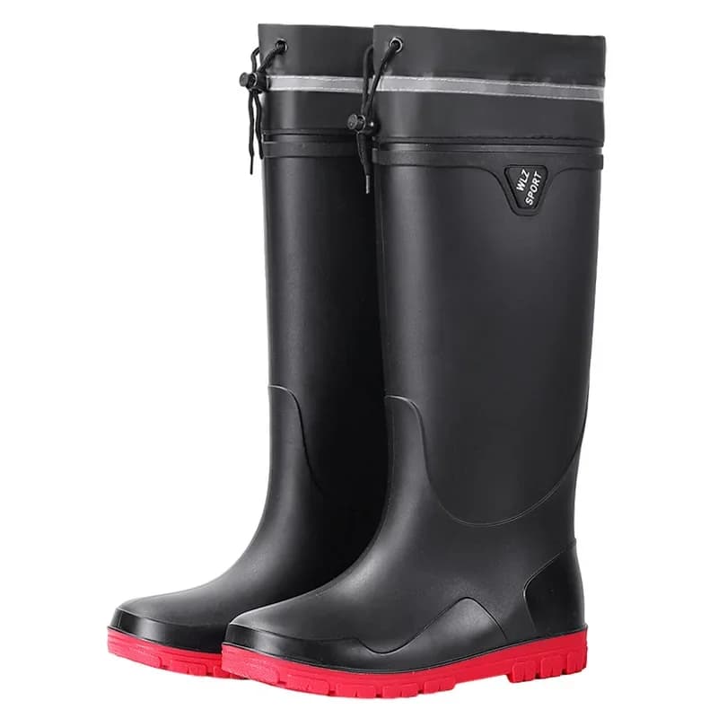 Nouveaux boots pêche hauts lacets épais extérieur imperméables antidérapants chauds caoutchouc