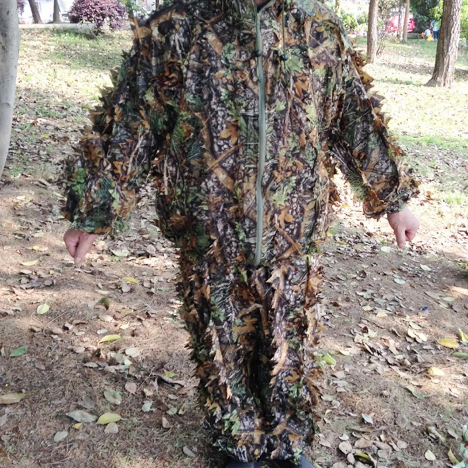 Ghillie Suit Enfant XL-XXL Jungle Woodland - Tenue Camouflage Feuilles pour Pêche et Chasse