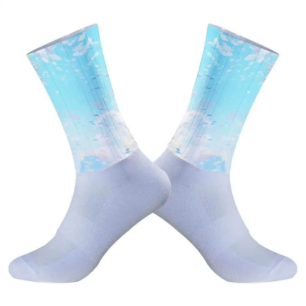 Chaussettes cyclisme été 2024 aérodynamiques - Anti-dérapage sans couture respirables hommes