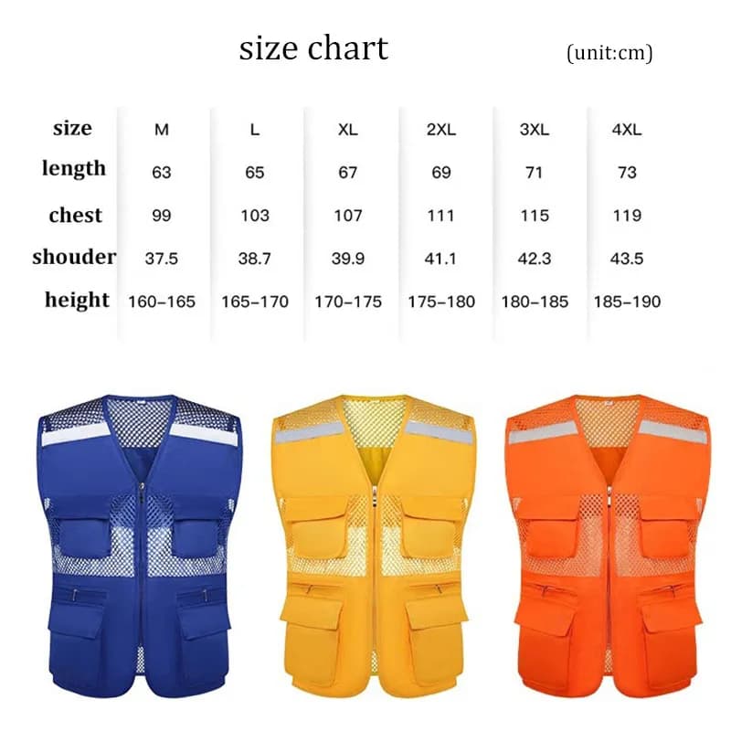 Veste de pêche grande taille sans manches multi-poches pour camping et sports outdoor été