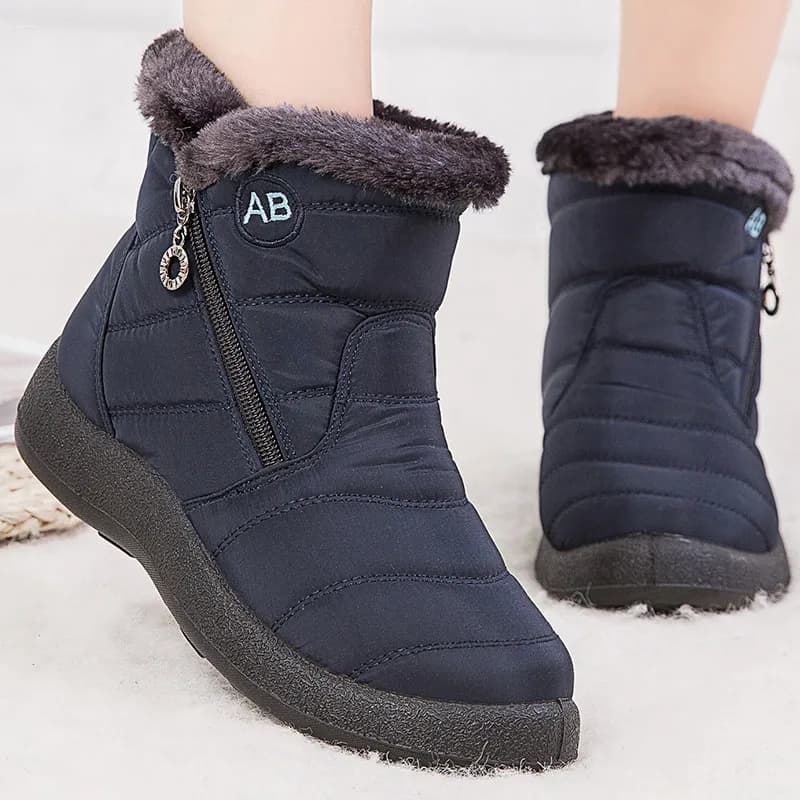 Bottines femme fourrure hiver talons bas - Chaussures neige étanches botas mujer chaussures hiver