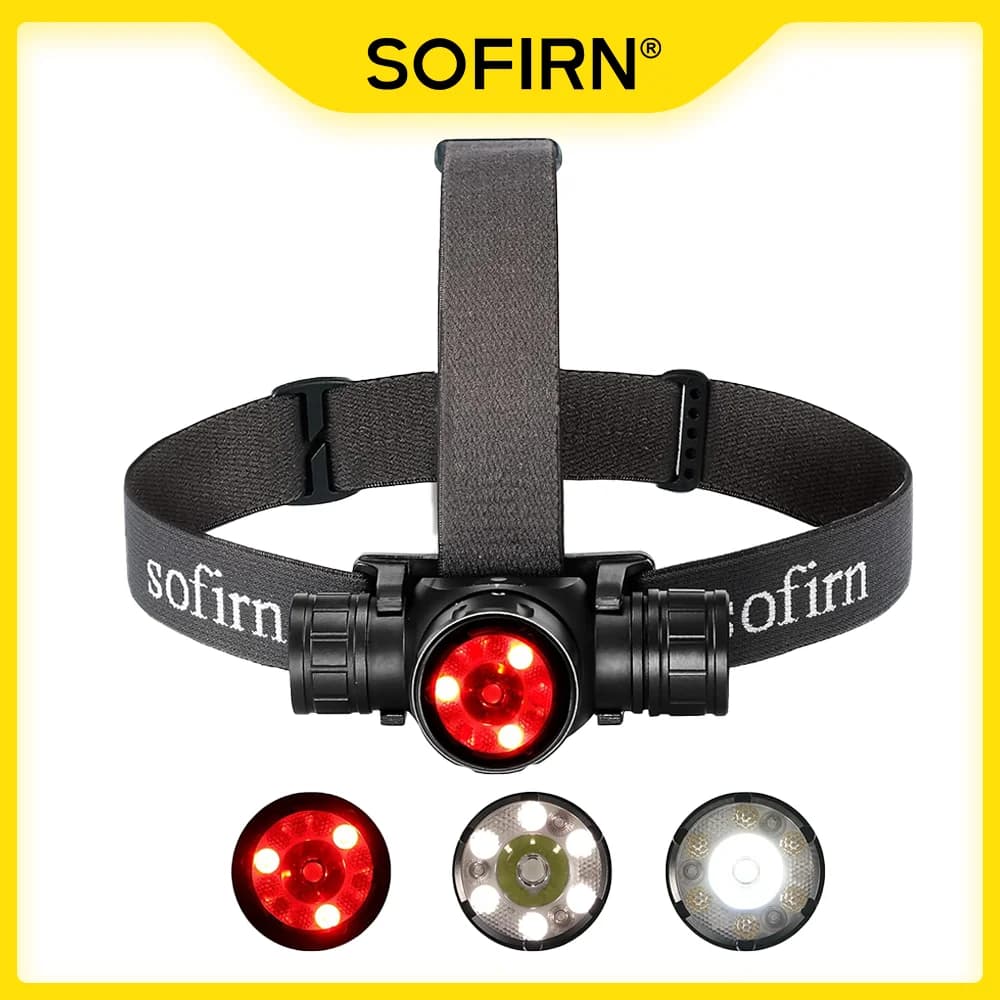 Lampe frontale Sofirn HS21 2000lm rechargeable USB-C infrarouge pour pêche précise