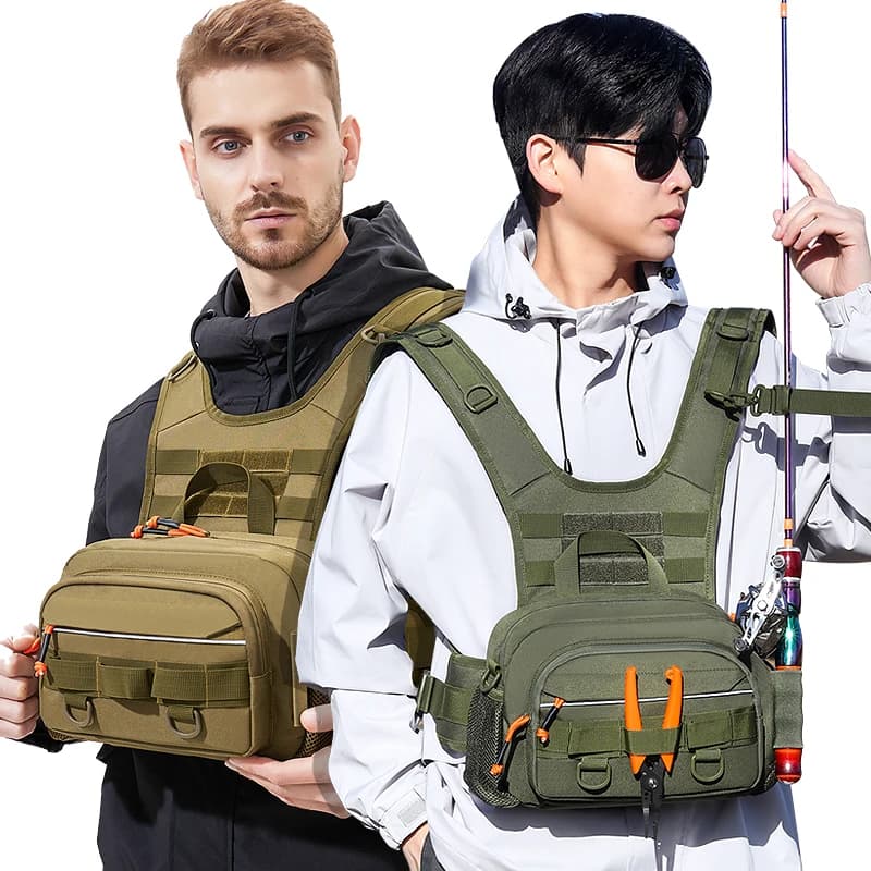 Sac à dos de pêche tactique avec porte-cannes et système Molle pour équipement de pêche et randonnée